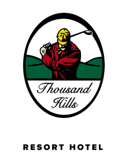 Thousand hills logo with a golfer mid-swing