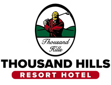 Thousand hills logo with a golfer mid-swing
