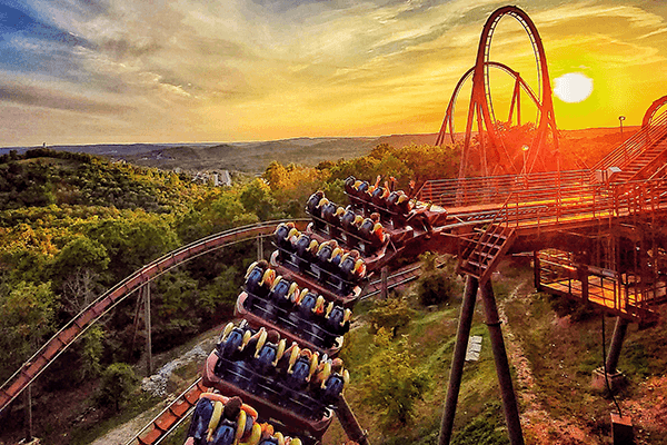 Rollercoaster at sunset